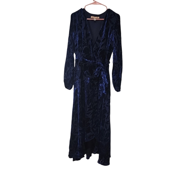 Anthropologie Daniella Navy Velvet Wrap Dress Size M - Picture 4 of 8